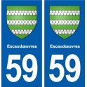 59 Escaudœuvres blason autocollant plaque stickers ville