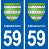 59 Escaudœuvres blason autocollant plaque stickers ville