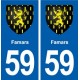 59 Famars blason autocollant plaque stickers ville