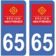 65 Hautes-Pyrénées autocollant plaque