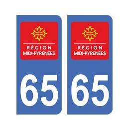 65 Hautes-Pyrénées autocollant plaque