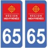 65 Hautes-Pyrénées autocollant plaque