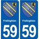 59 Frelinghien blason autocollant plaque stickers ville