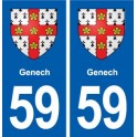 59 Genech blason autocollant plaque stickers ville