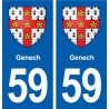 59 Genech blason autocollant plaque stickers ville