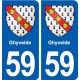 59 Ghyvelde blason autocollant plaque stickers ville