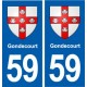 59 Gondecourt blason autocollant plaque stickers ville