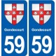 59 Gondecourt blason autocollant plaque stickers ville