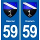 59 Hasnon blason autocollant plaque stickers ville