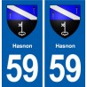 59 Hasnon blason autocollant plaque stickers ville