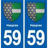 59 Haspres blason autocollant plaque stickers ville