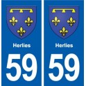 59 Herlies blason autocollant plaque stickers ville