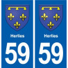 59 Herlies blason autocollant plaque stickers ville