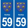 59 Herlies blason autocollant plaque stickers ville