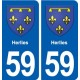 59 Herlies blason autocollant plaque stickers ville