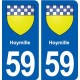 59 Hoymille blason autocollant plaque stickers ville