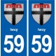 59 Iwuy blason autocollant plaque stickers ville