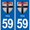 59 Iwuy blason autocollant plaque stickers ville