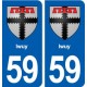 59 Iwuy blason autocollant plaque stickers ville