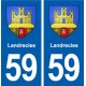 59 Landrecies blason autocollant plaque stickers ville