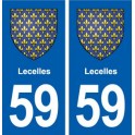 59 Lecelles blason autocollant plaque stickers ville