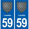 59 Lecelles blason autocollant plaque stickers ville
