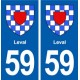 59 Leval blason autocollant plaque stickers ville