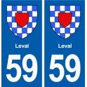 59 Leval blason autocollant plaque stickers ville