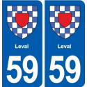 59 Leval blason autocollant plaque stickers ville