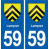 59 Lompret blason autocollant plaque stickers ville