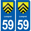 59 Lompret blason autocollant plaque stickers ville