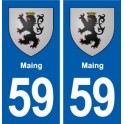59 Maing blason autocollant plaque stickers ville