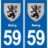 59 Maing blason autocollant plaque stickers ville