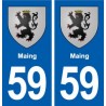 59 Maing blason autocollant plaque stickers ville