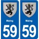 59 Maing blason autocollant plaque stickers ville