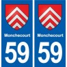 59 Monchecourt blason autocollant plaque stickers ville