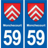 59 Monchecourt blason autocollant plaque stickers ville
