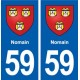 59 Nomain blason autocollant plaque stickers ville