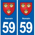 59 Nomain blason autocollant plaque stickers ville