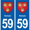 59 Nomain blason autocollant plaque stickers ville