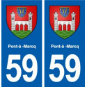59 Pont-à -Marcq blason autocollant plaque stickers ville