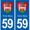 59 Pont-à -Marcq blason autocollant plaque stickers ville