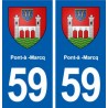 59 Pont-à -Marcq blason autocollant plaque stickers ville