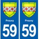 59 Prouvy blason autocollant plaque stickers ville