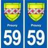 59 Prouvy blason autocollant plaque stickers ville