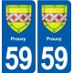 59 Prouvy blason autocollant plaque stickers ville