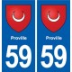 59 Proville blason autocollant plaque stickers ville
