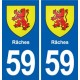 59 Râches blason autocollant plaque stickers ville