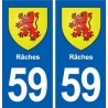 59 Râches blason autocollant plaque stickers ville