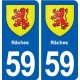 59 Râches blason autocollant plaque stickers ville